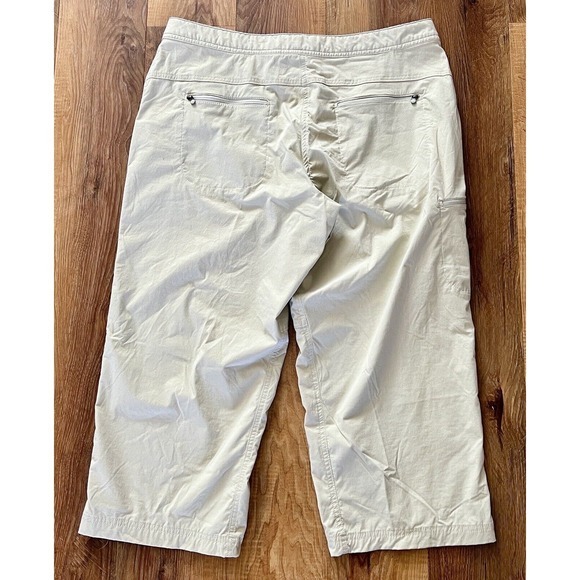 LL‎ Bean  Size 14 Adjustable Waist Khaki Wide Leg Ankle Pants With Pockets EUC - Picture 2 of 12